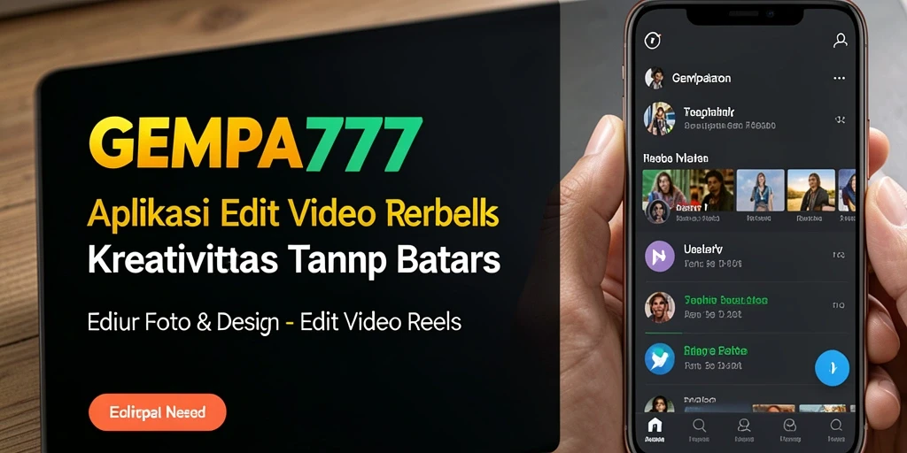 Tampilan antarmuka aplikasi GEMPA777 untuk Edit Video Reels yang menarik dan mudah digunakan.
