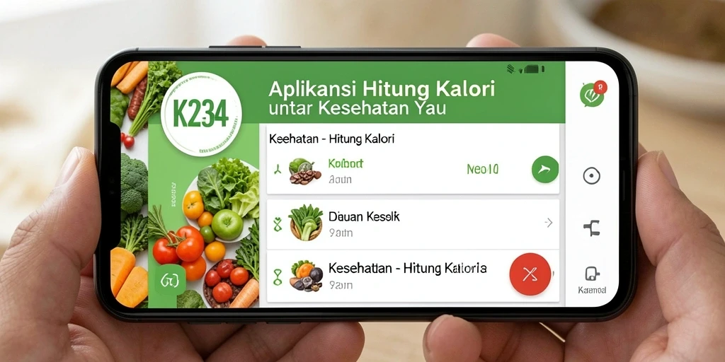 Antarmuka aplikasi K234 untuk menghitung kalori dengan mudah.