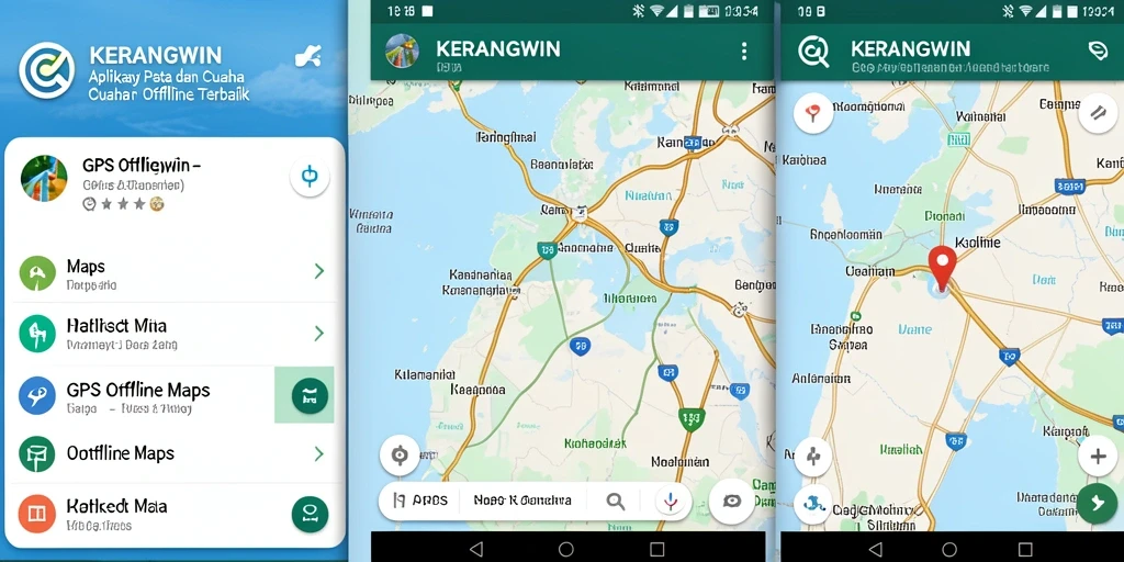 Antarmuka intuitif KERANGWIN menampilkan peta dan informasi lokasi.