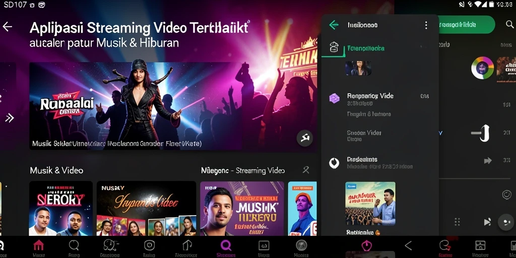 Tampilan antarmuka aplikasi SD107 untuk Streaming Video yang menarik.