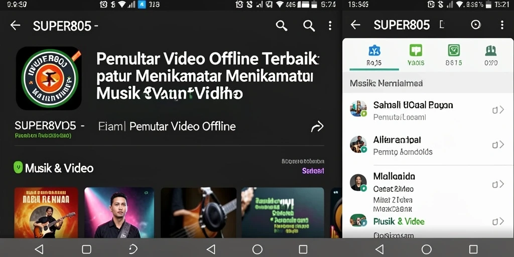 Antarmuka SUPER805 yang sederhana dan fungsional untuk pemutar video offline.