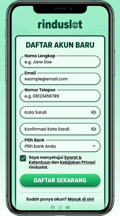 Cara Mudah Daftar Akun Rinduslot di Android